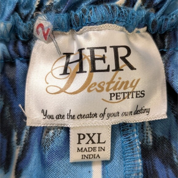 Her Destiny Midi Maxi Skirt Women's Petite PXL White/Blue Elastic Tie Waist Boho - Picture 3 of 12